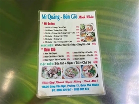 Quán mì Quảng-Bún Giò Minh Nhân: 136/26 Đặng Văn Ngữ, Phường 13, Quận Phú Nhuận